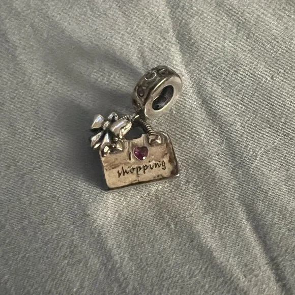 Silver Dangle Shopping Bag Charm For Pandora Braclets - Picture 4 of 4